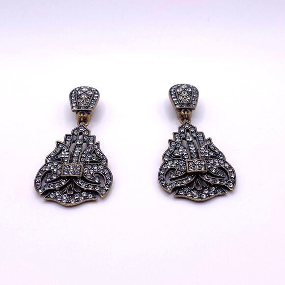 Heidi Daus Vintage Cristals Dangling Drop Clip On Earrings - Picture 3 of 4